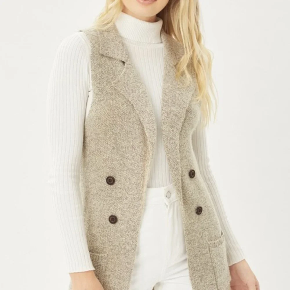 Sleeveless Long Cardigan Vest - Picture 3 of 7